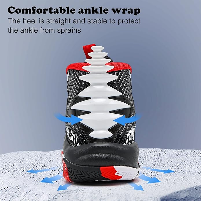 JMFCHI Kids Basketball Shoes High-top Sports Shoes Sneakers Durable Lace-up Non-Slip Running Shoes Secure for Little Kids Big Kids and Boys Girls