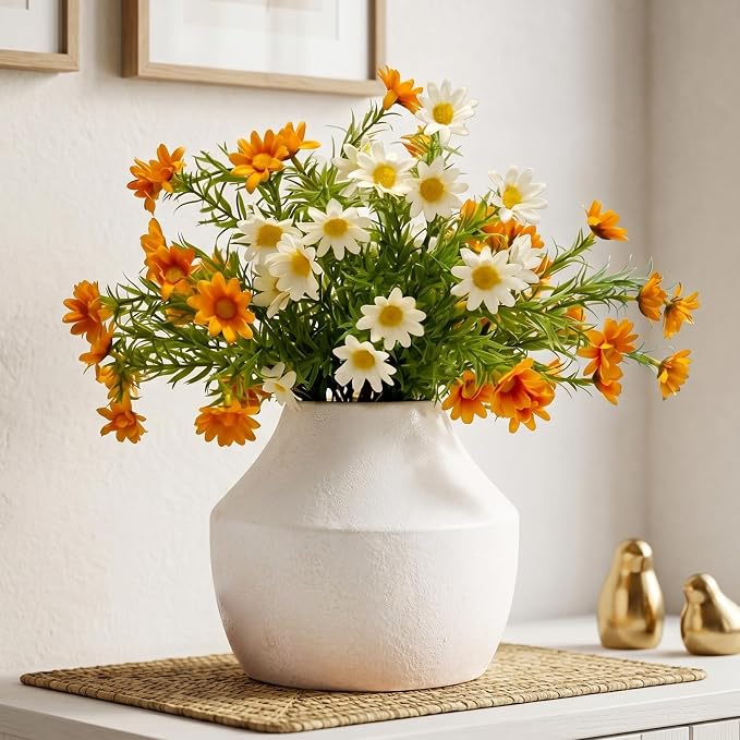 Ceramic Flower Vase, 5.2in Farmhouse Table Rustic Vases, Waterproof, Small Flower Terracotta Vases for Home Decor, Living Room,Table, Handcrafted (Antique)