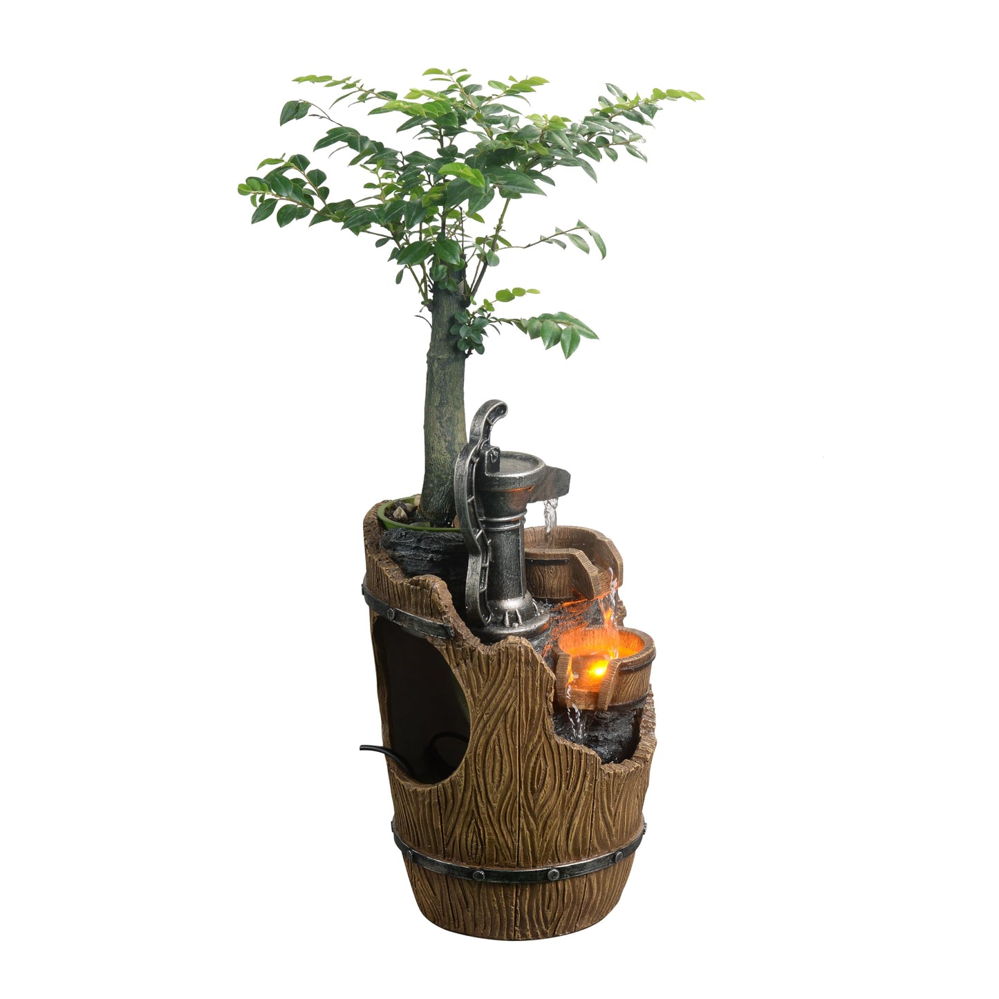 Tolevoit Tabletop Fountains Relaxation Soothing Sound Waterfall Fountain with LED Lights Indoor Zen Relaxation for Office Home Decorations Growing Plants to Purify the Air