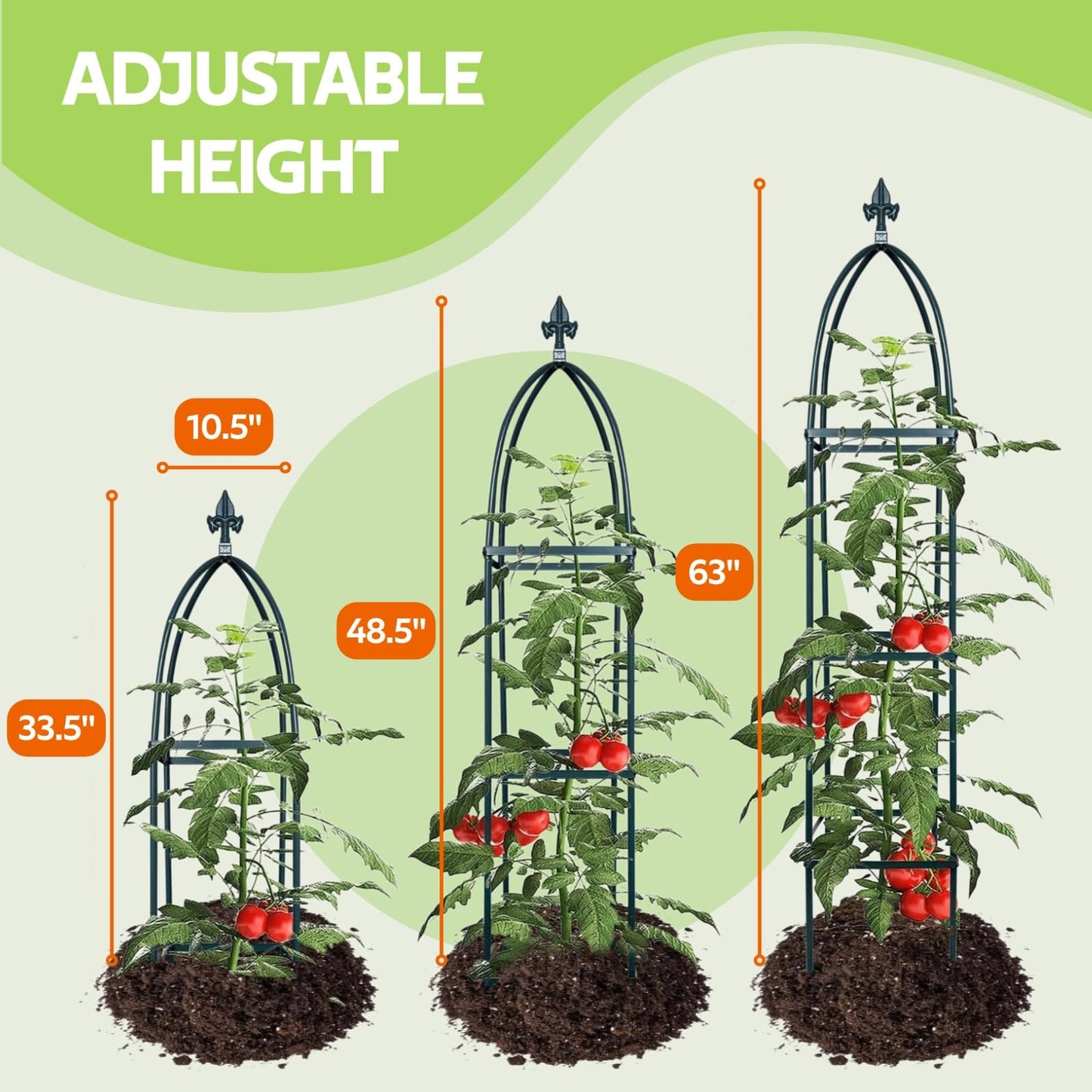 Jesosia 100% Metal Obelisk Trellis for Climbing Plants Outdoor & Indoor - Powder-Coated Thicken Steel Towering Plant Support - Weather-Proof Garden Trellis for Climbing Vine, Vegetables & Flowers