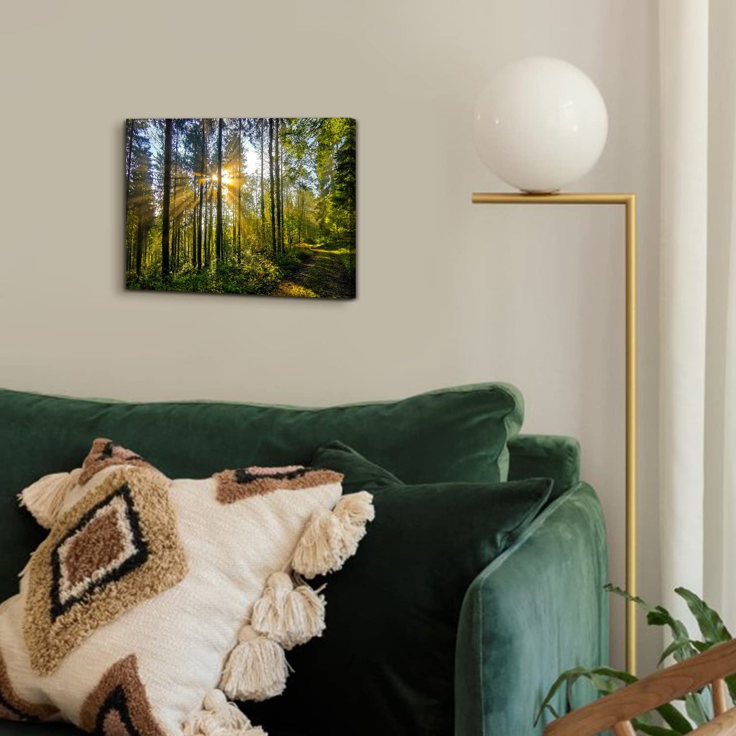 Sunrise Forest Canvas Wall Art for Living Room Nature Landscape Pictures Wall Decor Sunset Woods Mountain Painting Sunset Trees Trail Scenery Photo Prints Poster Artwork Bathroom Decorations 12x16”