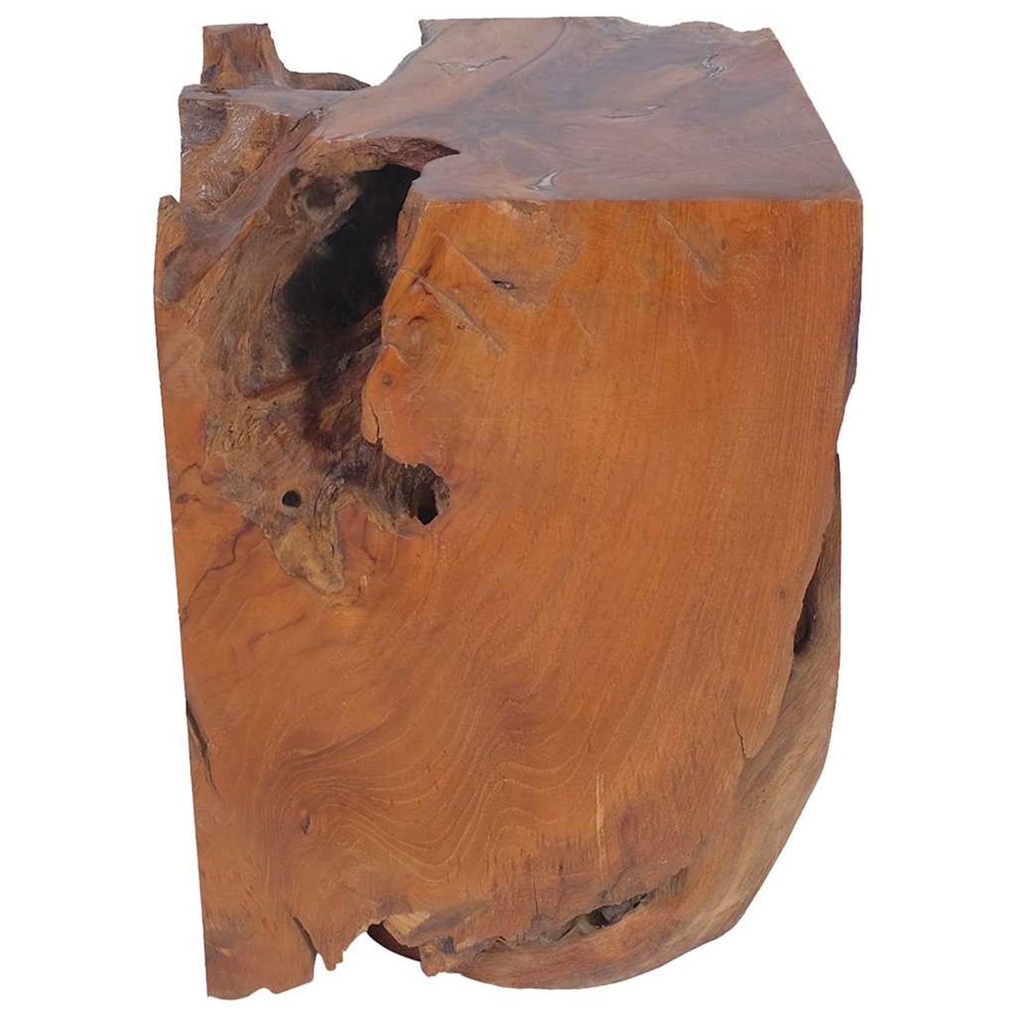 Tidyard Handmade Teak Wooden Stool with Rustic Charm, Unique Footrest or Side Table for Living Room 30 x 30 x 40 cm