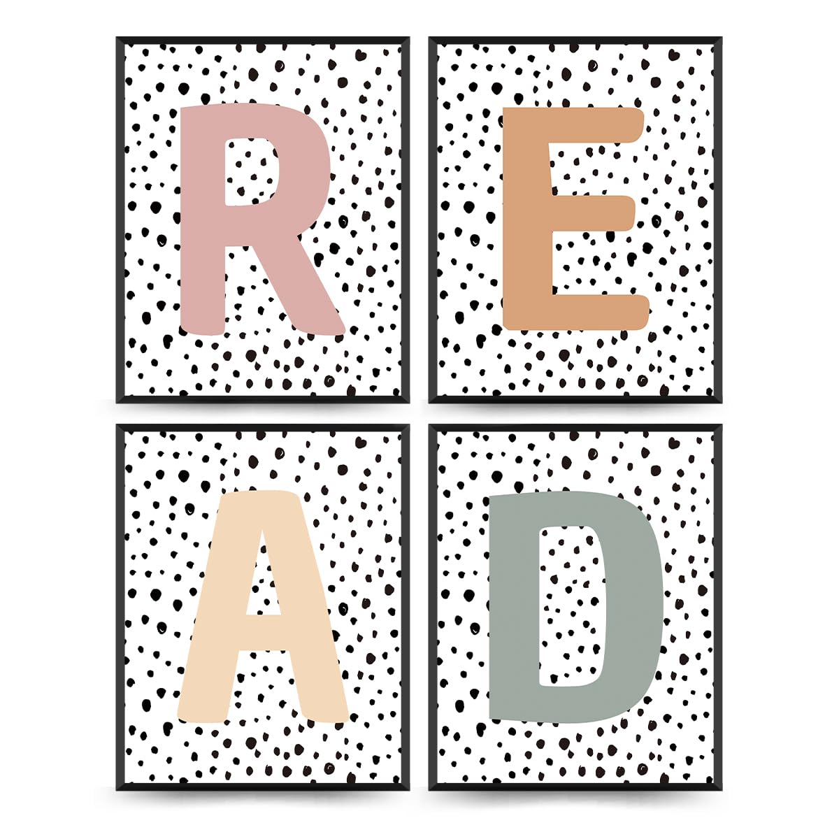 PLKMN Classroom Decor, Boho Classroom Must Haves Homeschool Decor Set of 4, Reading Nook Read Signs for Library Kindergarten 8x10 (Unframed)
