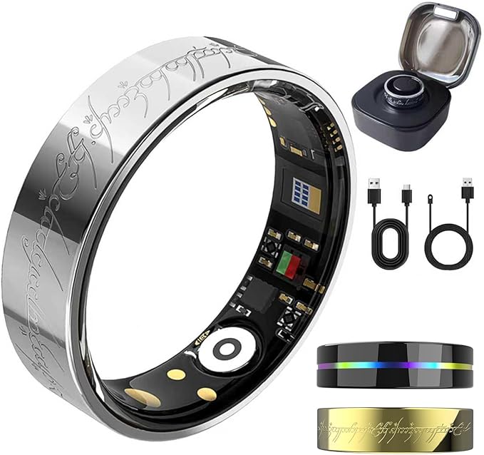 Ultra Smart Ring for Women Men,Health Fitness Tracker with Sleep/Blood Pressure/Oxygen Monitoring, Heart Rate & Activity Tracking,IP68 Waterproof, 5+Day Battery,No Subscription Fee 1-Silver 13