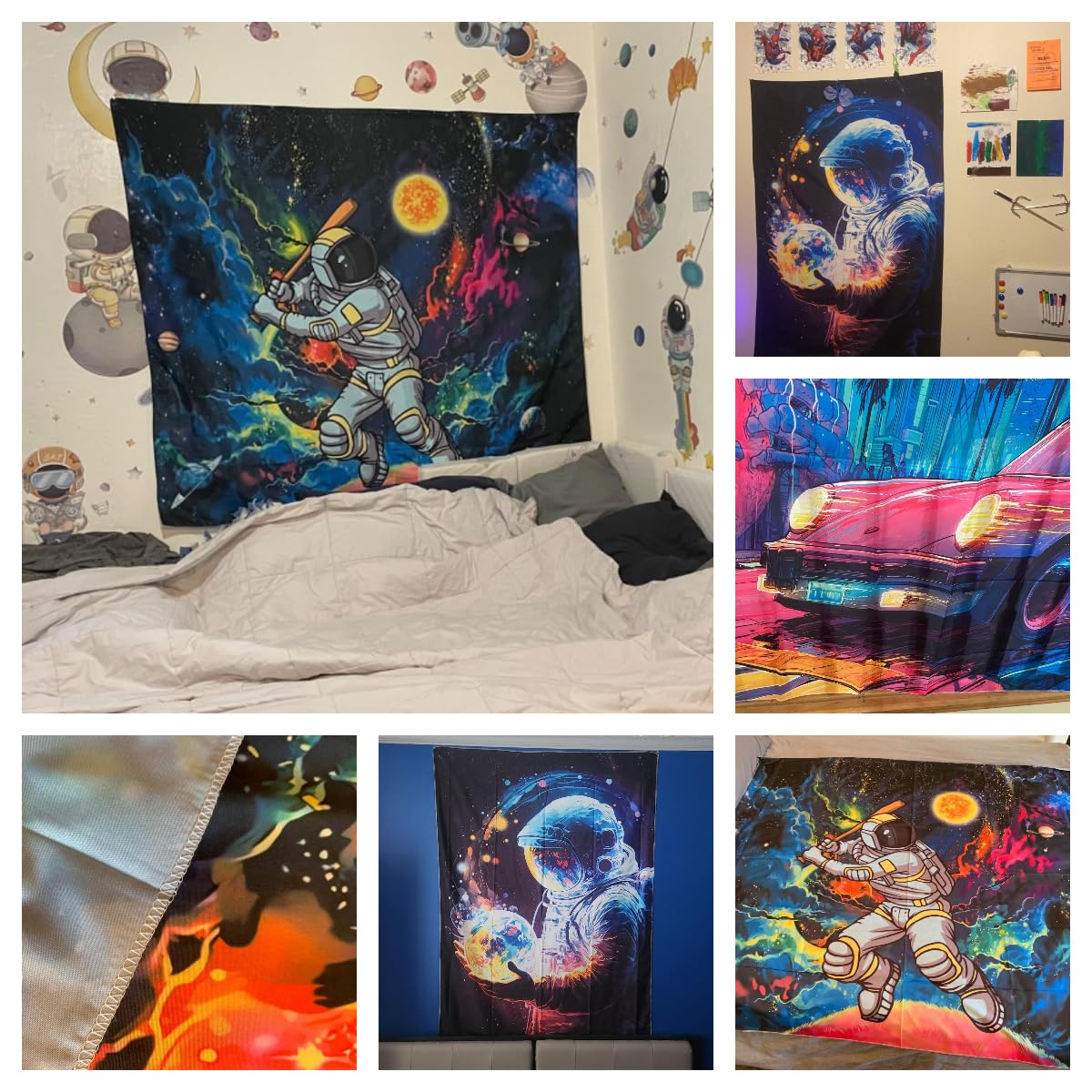 Atrippy Astronaut Space Tapestry for Bedroom, Cool Galaxy Planet Wall Hanging, Fantasy Outer Spaceman Room Decor Art Poster Aesthetic for Boys Men Guys College Dorm Living Room 40in×60in