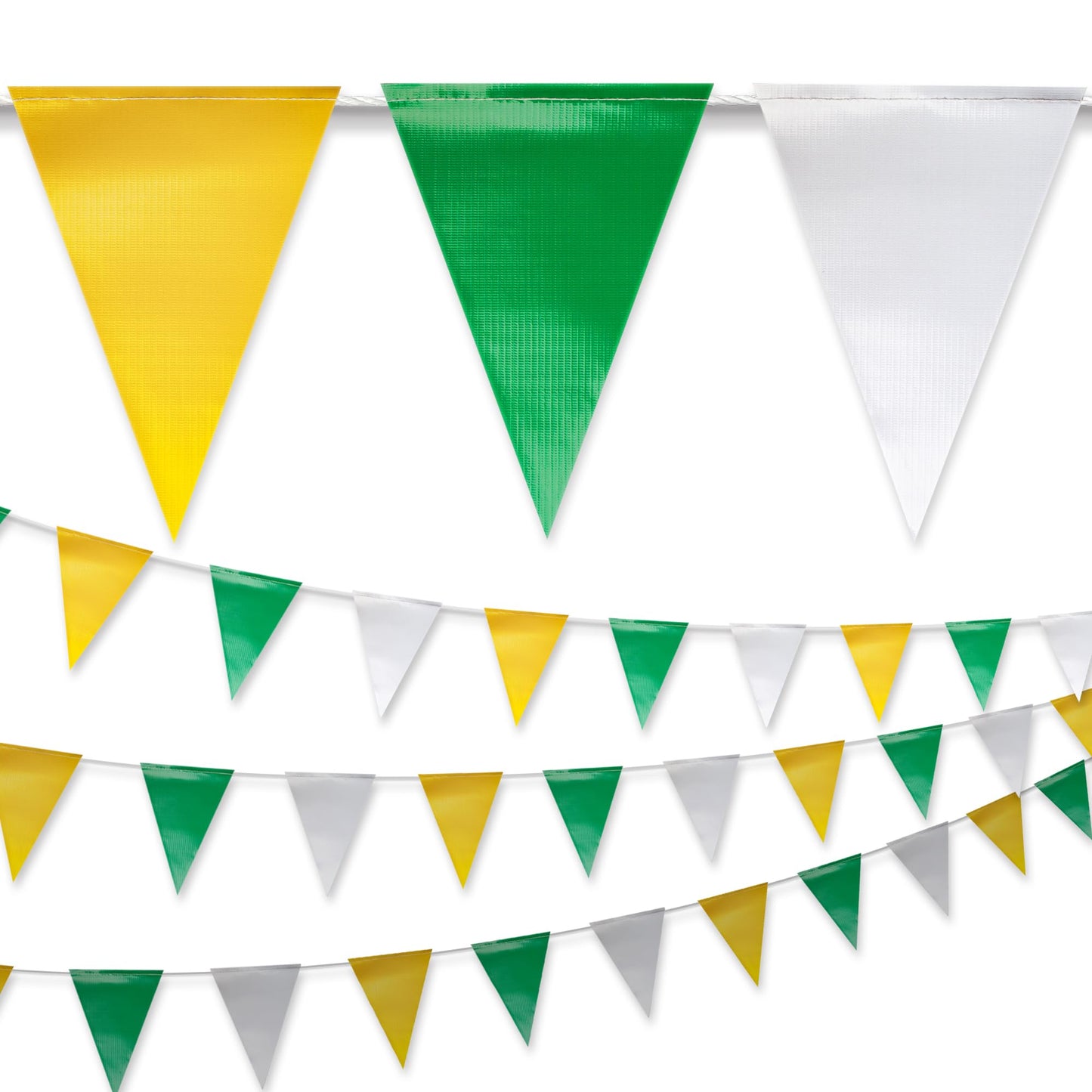 NACARUM Yellow & White & Green Pennant Banner Flags | OSHA 500lb Rated | Strand Fade Resistant 【102FT】