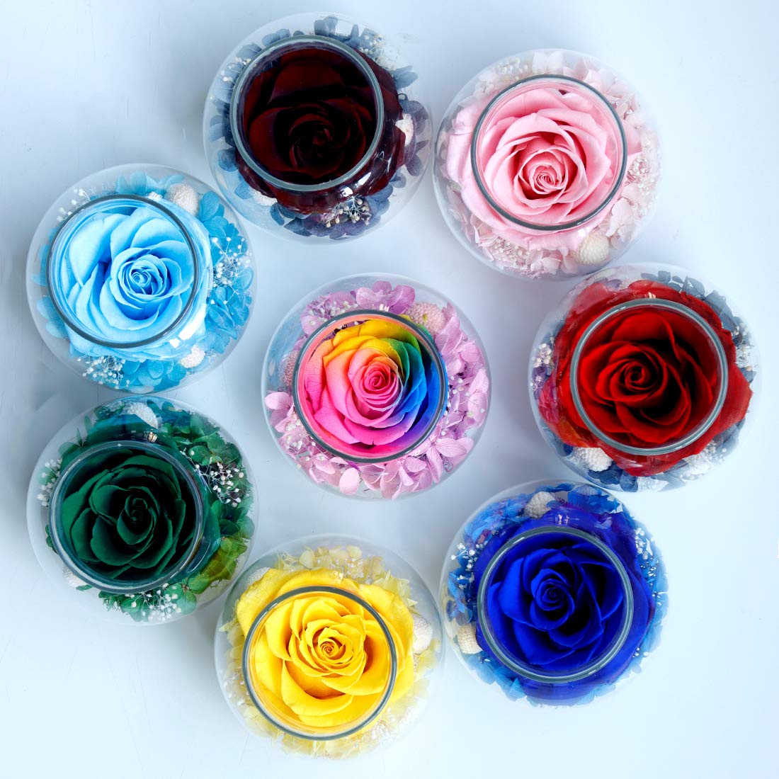 roliys Preserved Real Roses with Colorful Mood Light Wishing Bottle, Eternal Rose，Never Withered Flowers, Table Decor,Christmas Anniversary Valentine's, Blue 4.3inch, 1pcs