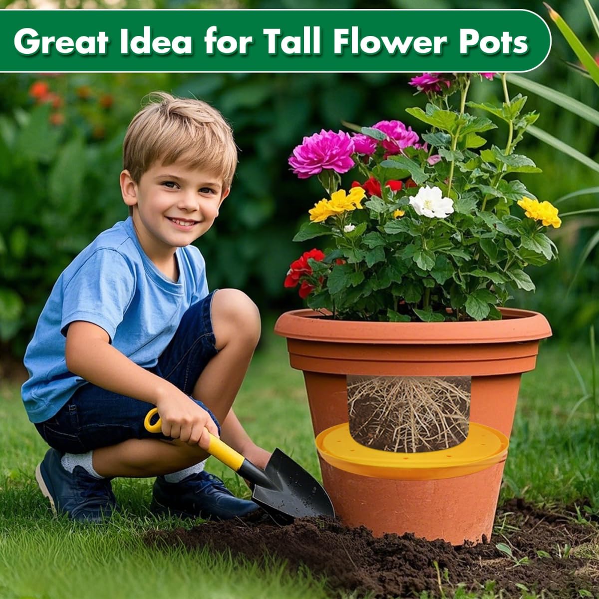 ShineSirius 18 inch Round Planter Inserts with Drainage Holes,Flower Pot Filler Insert for Large Round Planters,Planter Fillers for Less Soil Needed Gardening Indoor & Outdoor Use