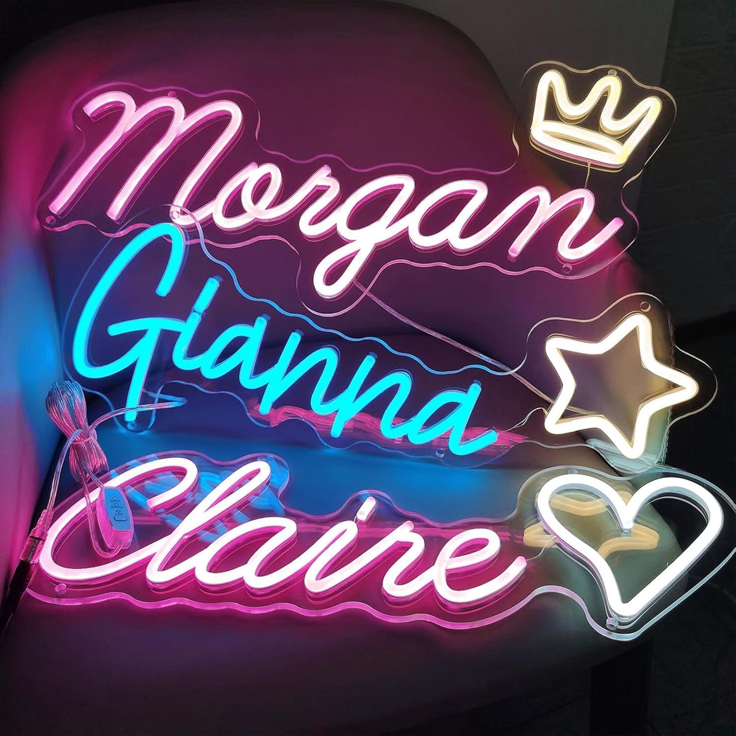 Custom Neon Signs for Wall Decor, Large Personalized Neon Siqn with Dimmer Customized Light Up Siqn Birthday Christmas Wedding Gift Bar Party Bedroom Customizable Neon Logo Name Light