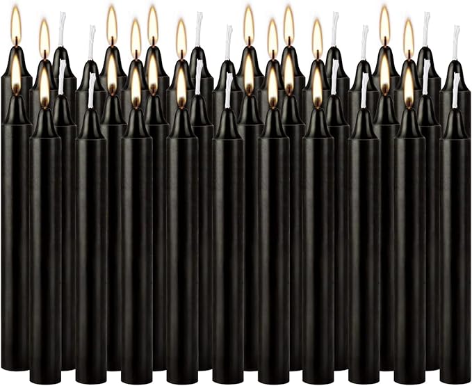 Set of 40 Black Candles ??Spell Chime Candles for Halloween, Rituals, Prayer, Birthdays, Meditation, Altar - 4 Inch Tall, Unscented