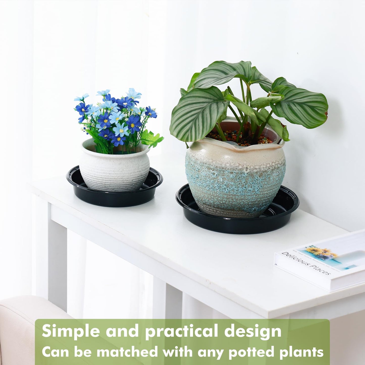 Plant Saucer 30 Pack Plant Trays for Pots 4/6/8/10/12 Inch Plastic Plant Saucers for Outdoors & Indoors Black Drip Trays for Potted Plants Flower Pot Plates to Catch Water Drainage Dishes No Holes