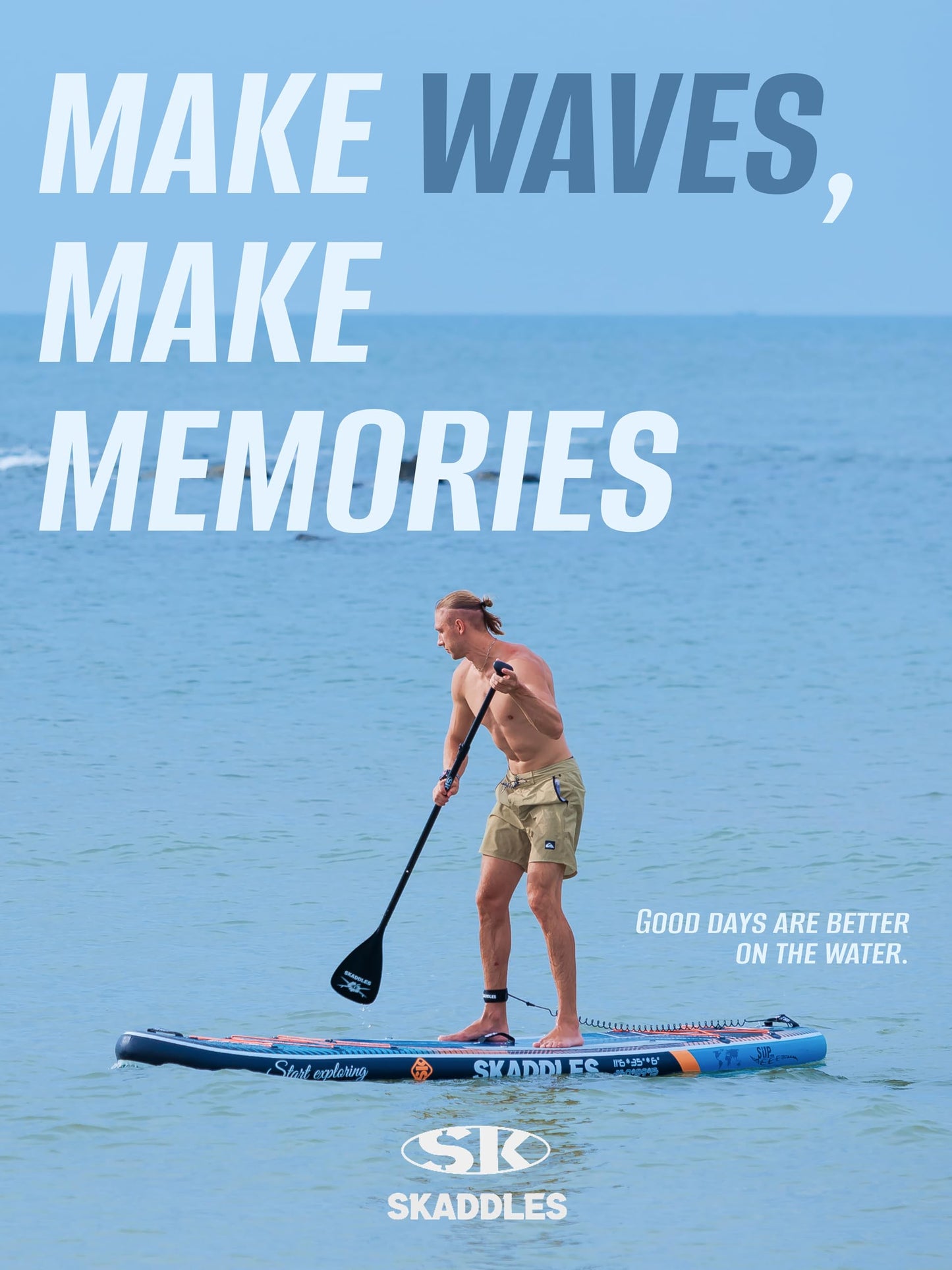SKADDLES 11’6 × 35" Inflatable SUP–Super Wide, Stable Stand Up Paddle Board for Adults, Youth, Family & Pets, High Weight Capacity, Non-Slip EVA Deck, Premium Accessories (FLASHLINE · Electric Minnow)