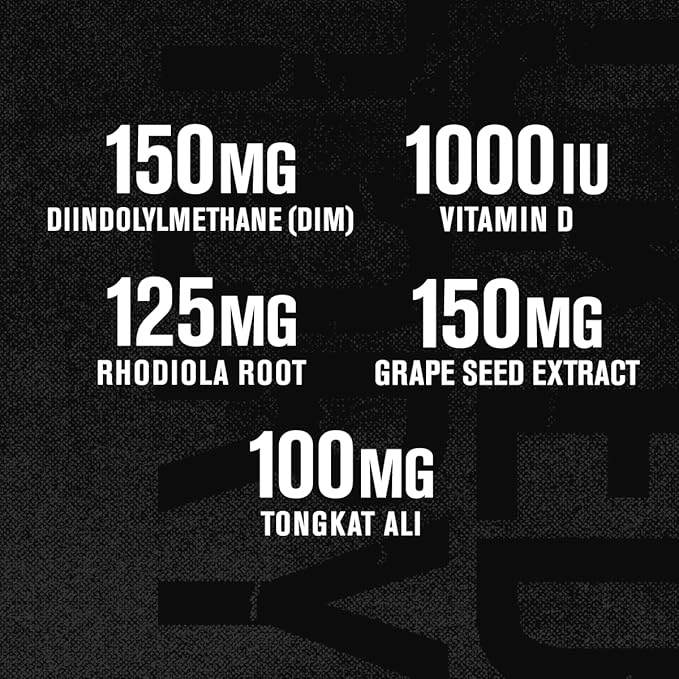 Jacked Factory Androsurge Estrogen Blocker for Men - Natural Testosterone Booster for Men & Estrogen Metabolizer with Tongkat Ali, DIM, Long Jack & More - Test Booster & Muscle Builder - 120 Count