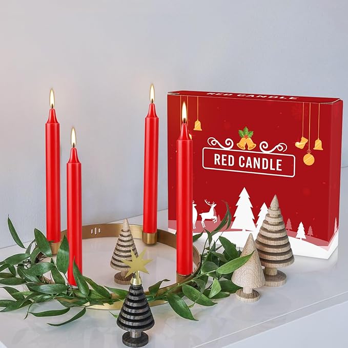 Set of 20 Red Candles ?“Spell Chime Candles for Christmas,Household, Wedding, Rituals, Prayer, Birthdays, Meditation, Altar,Party and Home Décor Candlesticks - 4 Inch Tall, Unscented (Red)
