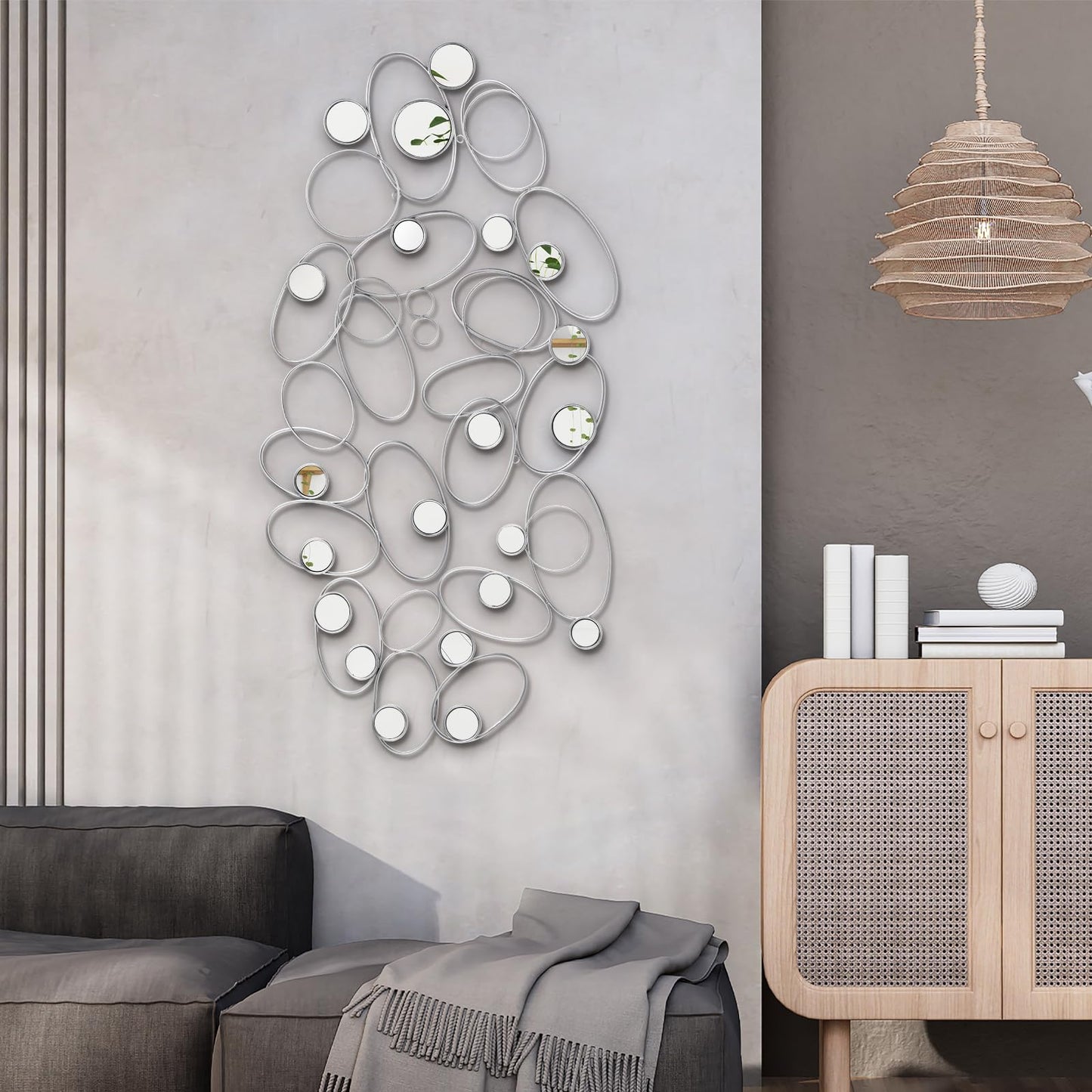 Tandefio 7 Pcs Decorative Mirrors Home Wall Art Decor Hanging Mirrors Wall Art for Living Room Bedroom Entryway 60 x 20 Inches