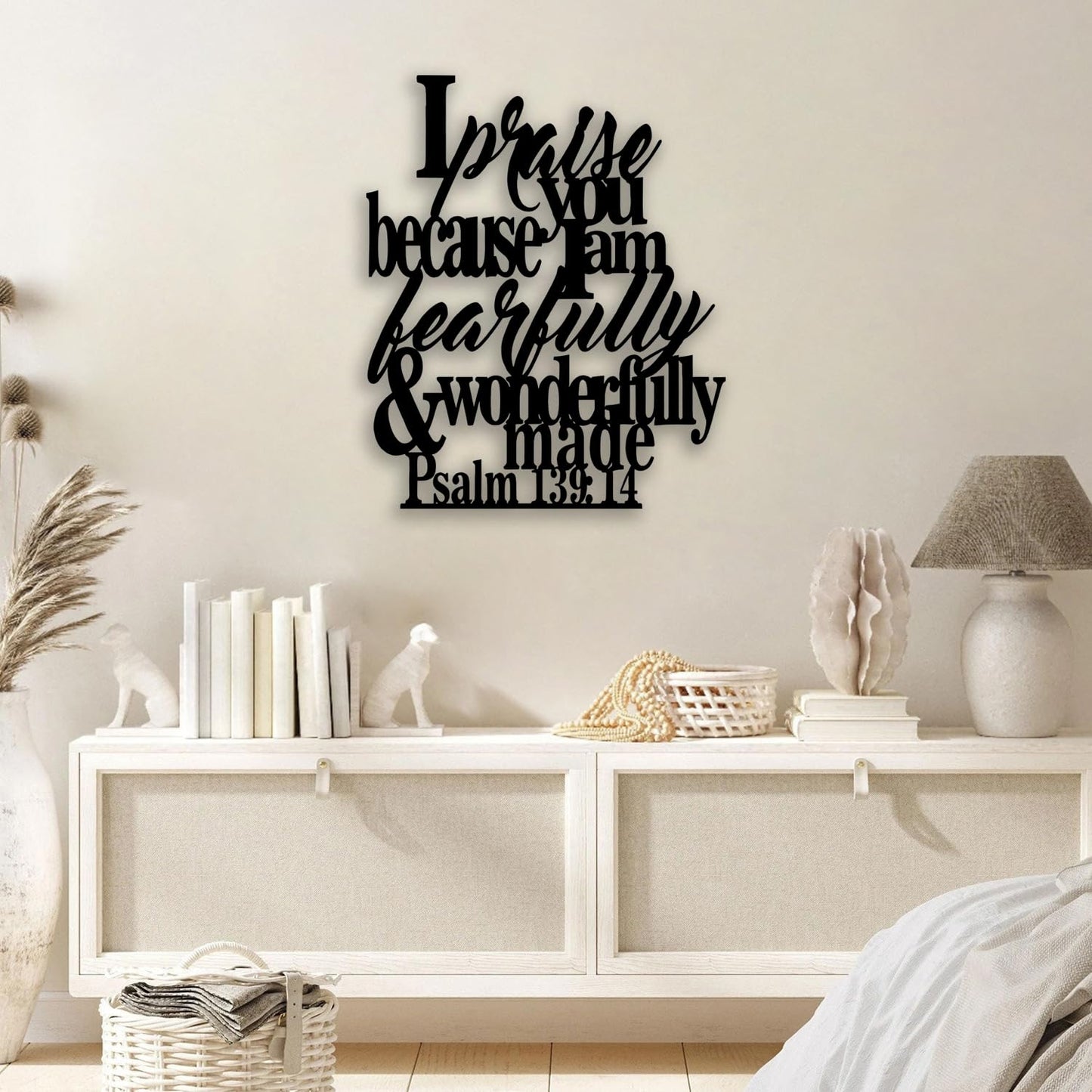 Psalm 139 14 Metal Wall Decor - Christian Inspirational Room Decor Motivational Scripture Wall Art Home Decor for Living Room, Bedroom, Dining Room, Bathroom, Office (Black)