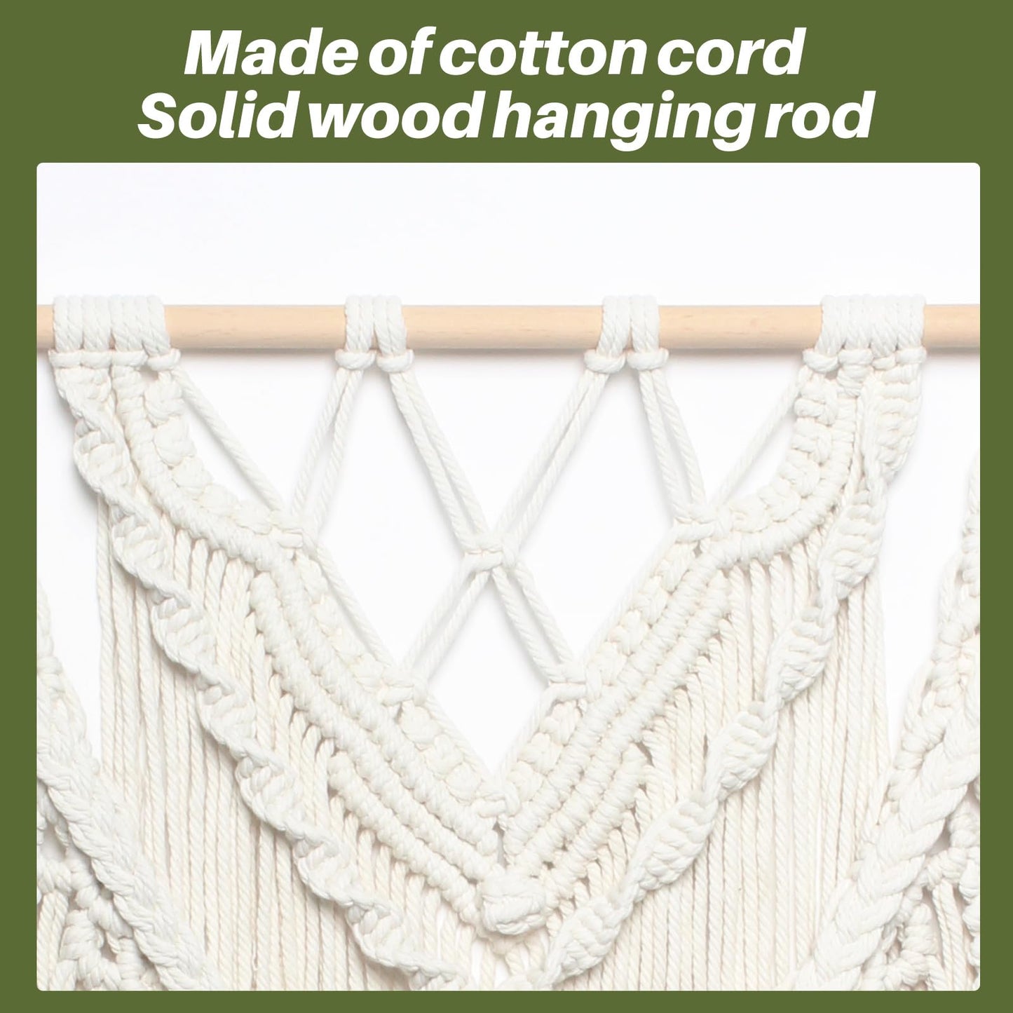 JONKASIPA Macrame Woven Wall Hanging, Bohemian Wall Decor Chic Woven Tapestry Handmade Crafts Tassel Lace Hanging Home Decor Perfect for Bedroom Living Room Apartment (Beige)
