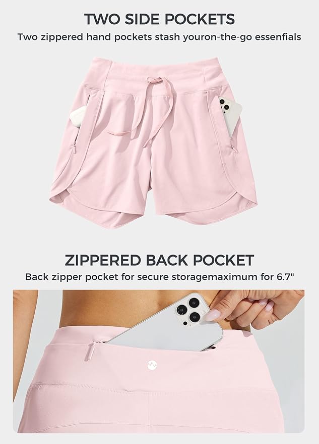 Willit Women's 7" Athletic Running Shorts Long Workout Hiking Shorts Quick Dry High Waisted Active Zipper Pocket(XX-Large)