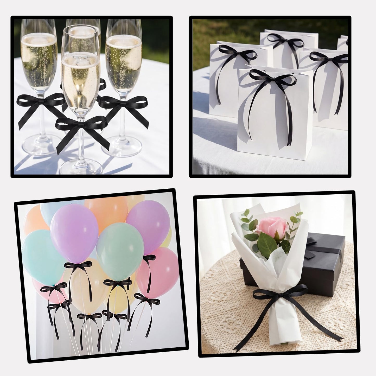 30 Pack Bow Cake Toppers Black Ribbon Bows for Cake Coquette Themed Bow Cupcake Toppers Graduation Decoration Bow Birthday Decorations for Baby Shower, Wedding, Engagement, Bachelorette Party