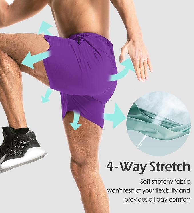 Aolesy Men's Gym Shorts Linerless & Liner - 5" Quick Dry Workout Running Shorts with Zip Pockets Sports Athletic Shorts