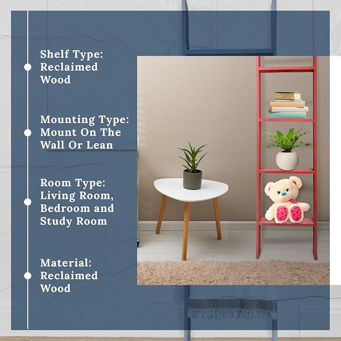 BARNWOODUSA Throw Blanket Ladder – Fully Assembled Reclaimed Wood – Rustic Decorative Ladder for Towels, Quilts, & More – Perfect Farmhouse Decor for Bathroom, Porch, or Living Room,5ft.
