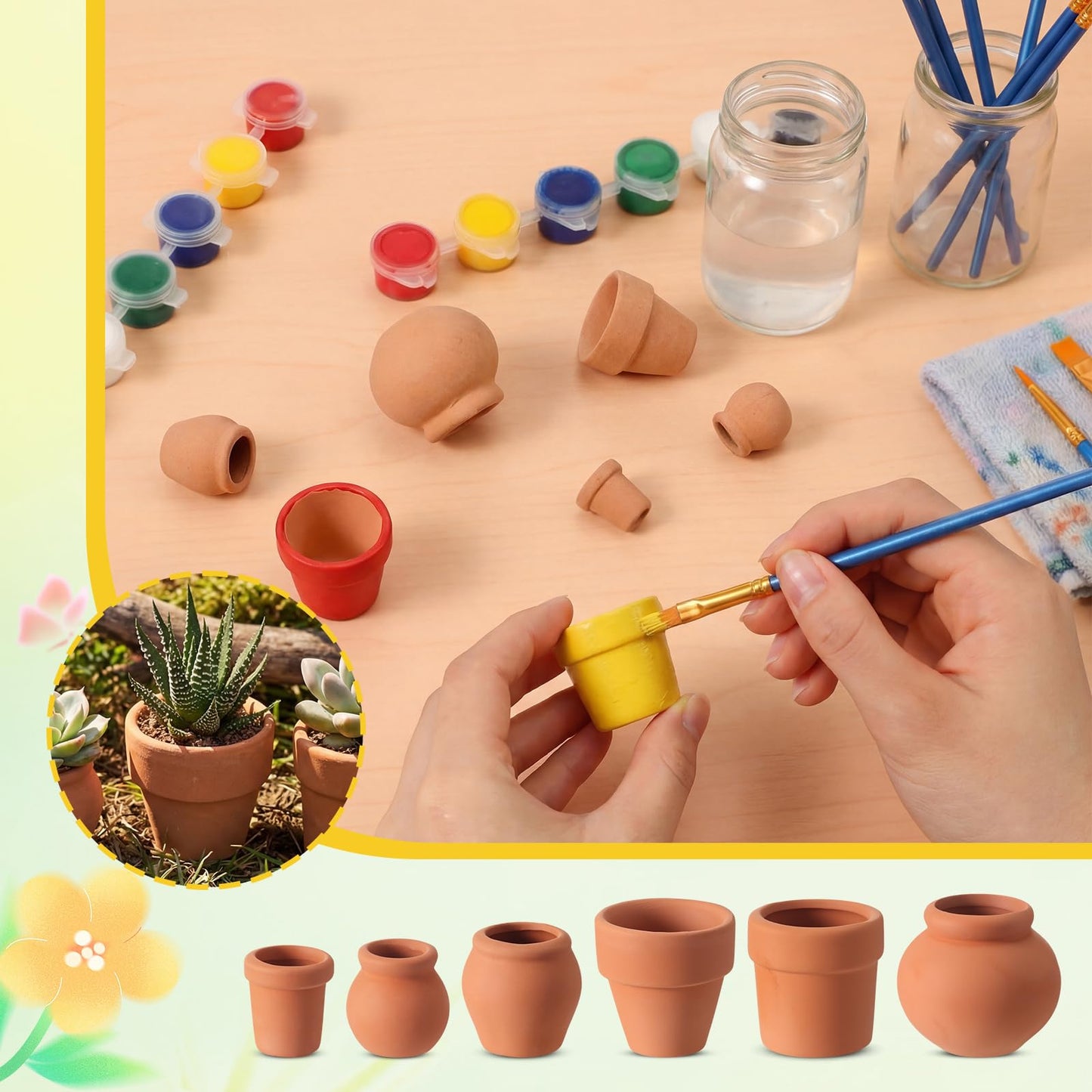 Maxdot 36 Pcs 1.34'' 0.7''Small Terracotta Pot Mini Clay Tiny Flower Pots Bulk Cactus Succulent Plant Nursery Pots Dollhouse Flower Pot for DIY Craft Garden Plants Office Home Decoration, 6 Styles