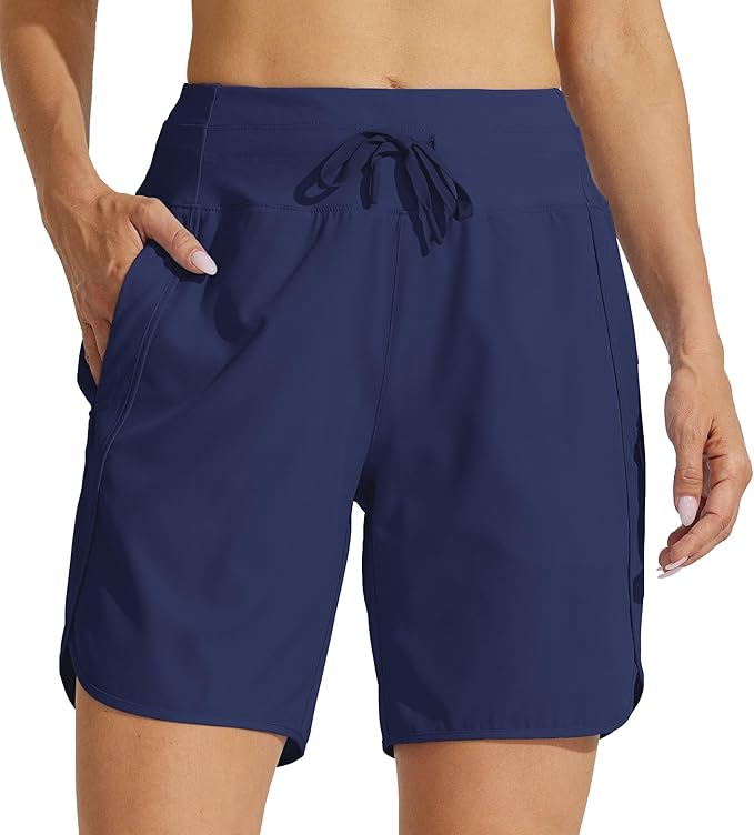 Willit Women's 7" Athletic Running Shorts Long Workout Hiking Shorts Quick Dry High Waisted Active Zipper Pocket(3X-Large)