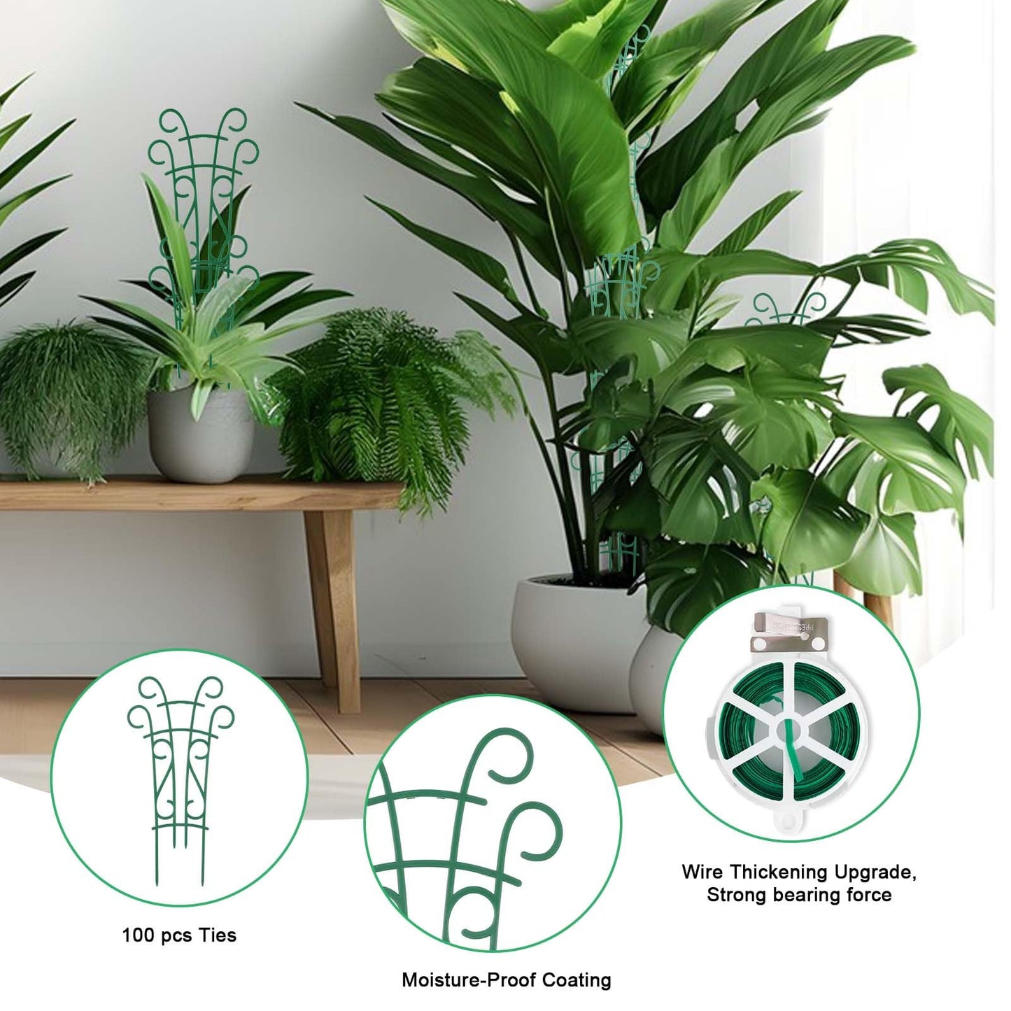 Qaobo Indoor Plant Trellis for Climbing Plants, 8 Pack Garden Trellis for Potted Plants Stackable Plant Trellis Plant Stakes for Indoor Plants Accessories Flower Plant Support