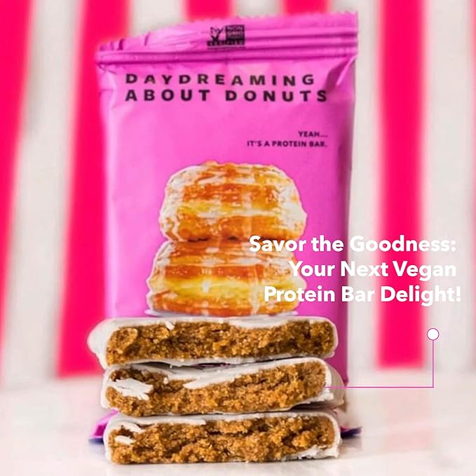 TRUBAR Vegan Protein Bar, Daydreaming About Donuts, Gluten Free, Plant Based, High Fiber, Dairy Free, Non GMO, Low Fat, No Sugar Alcohols, 12G Lean Protein, 13G Fiber, Healthy Snack Bars, 12 CT