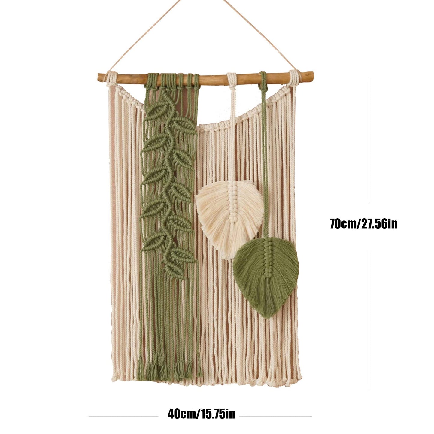 TITA-DONG Macrame Wall Hanging, Boho Woven Leaf Tassels, Modern Art for Bedroom Living Room Decor, Green Yellow(Green)