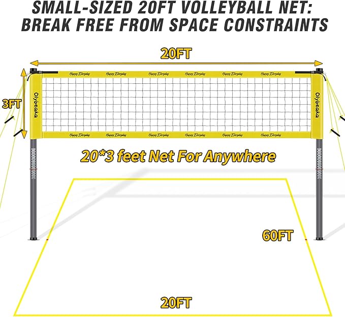 Outdoor Portable Volleyball Net Set for Backyard Beach with Adjustable Heavy Duty Poles, Durable Net, PU Volleyball & Pump, Carry Bag