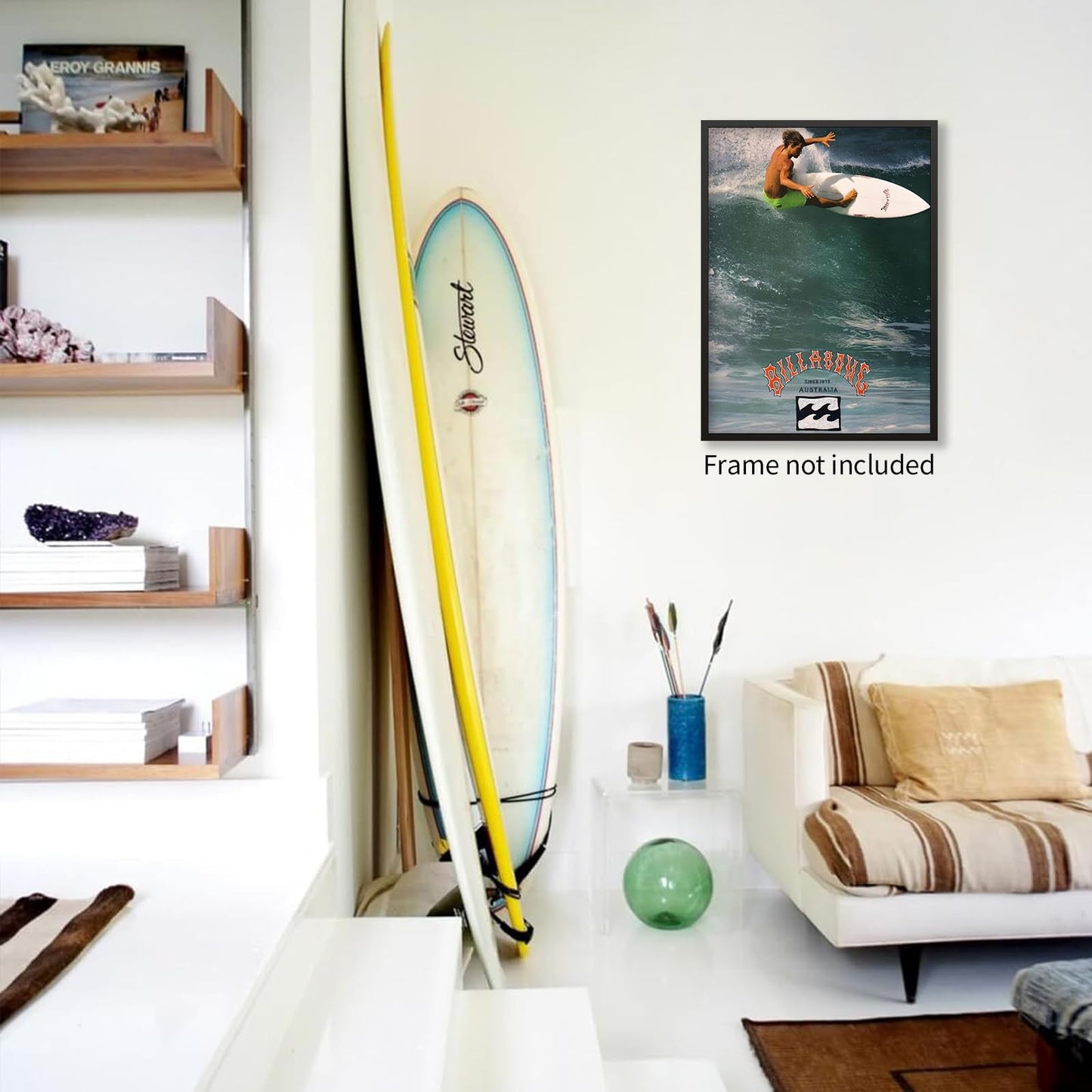 Jefuzh 90s Beach Ocean Surf Posters Summer Surfing Wall Art Trendy Coastal Surfer Picture Prints for Apartment Bedroom Wall Decor 12X16 inch Unframed