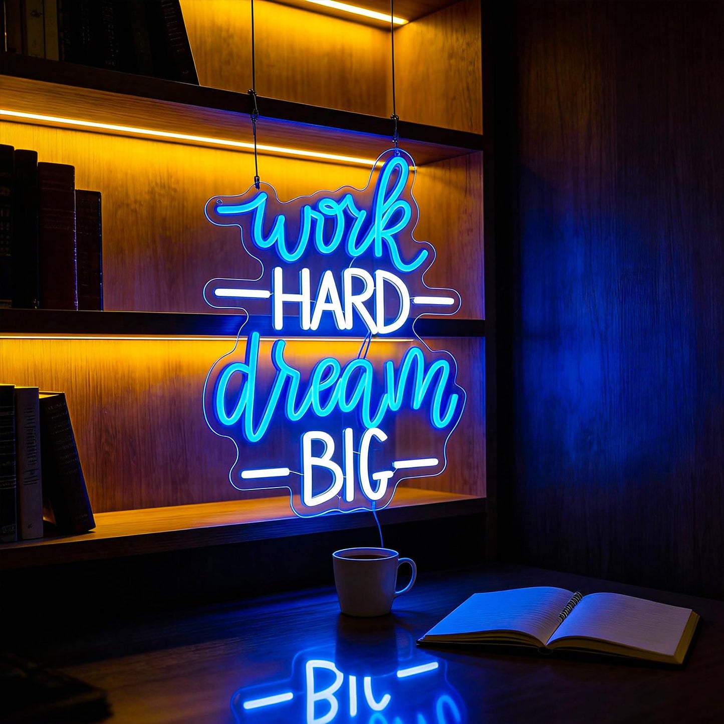 Whfobfe Work Hard Dream Big Neon Sign Led Office Decor Neon Lights Signs for Wall Decor USB Powered Led for Room Decoration Home Game Room Bar Party