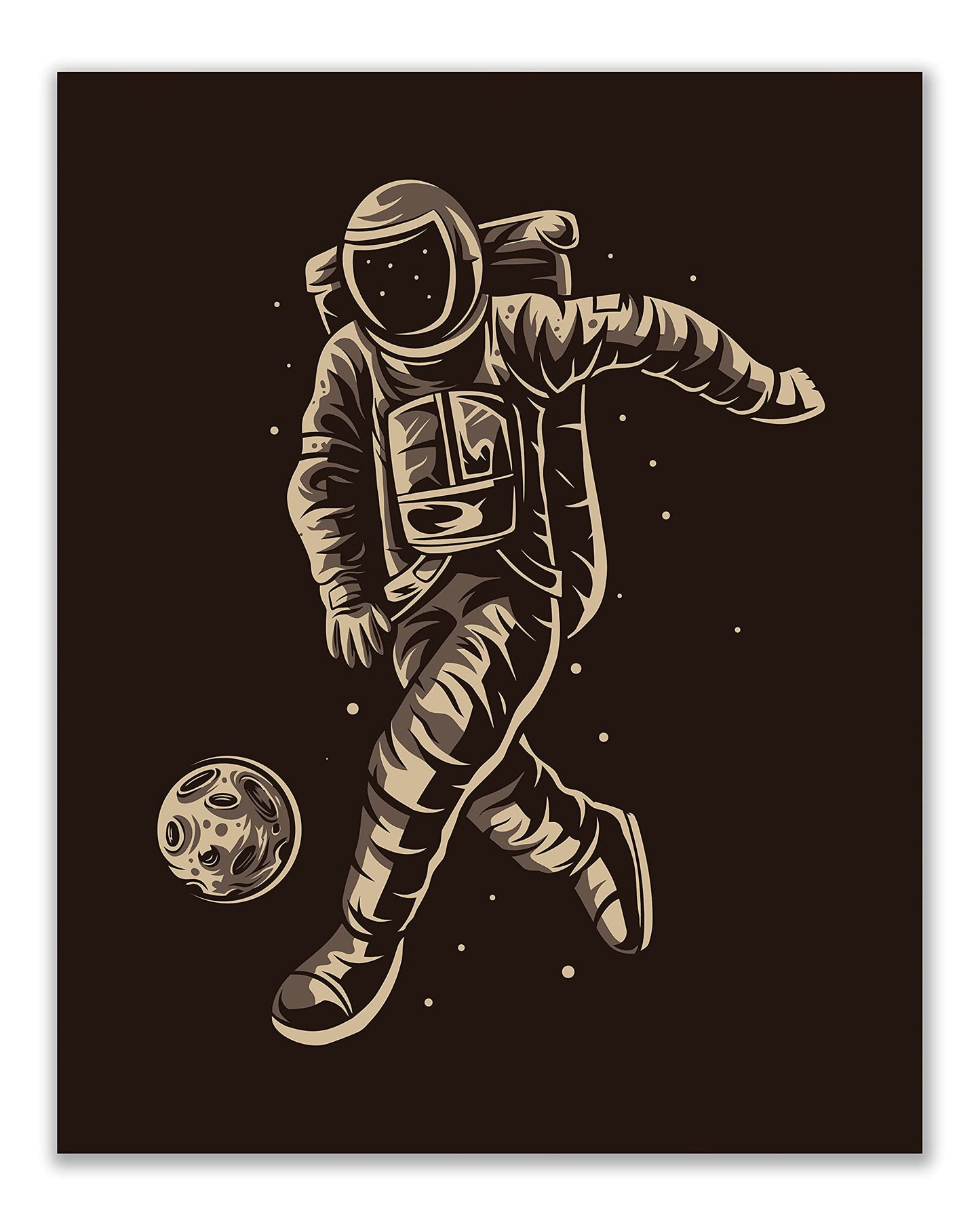 Astronaut Soccer Wall Art Prints - Sports Space - Set of 3 (8x10) Poster Photos - Man Cave- Bedroom Decor