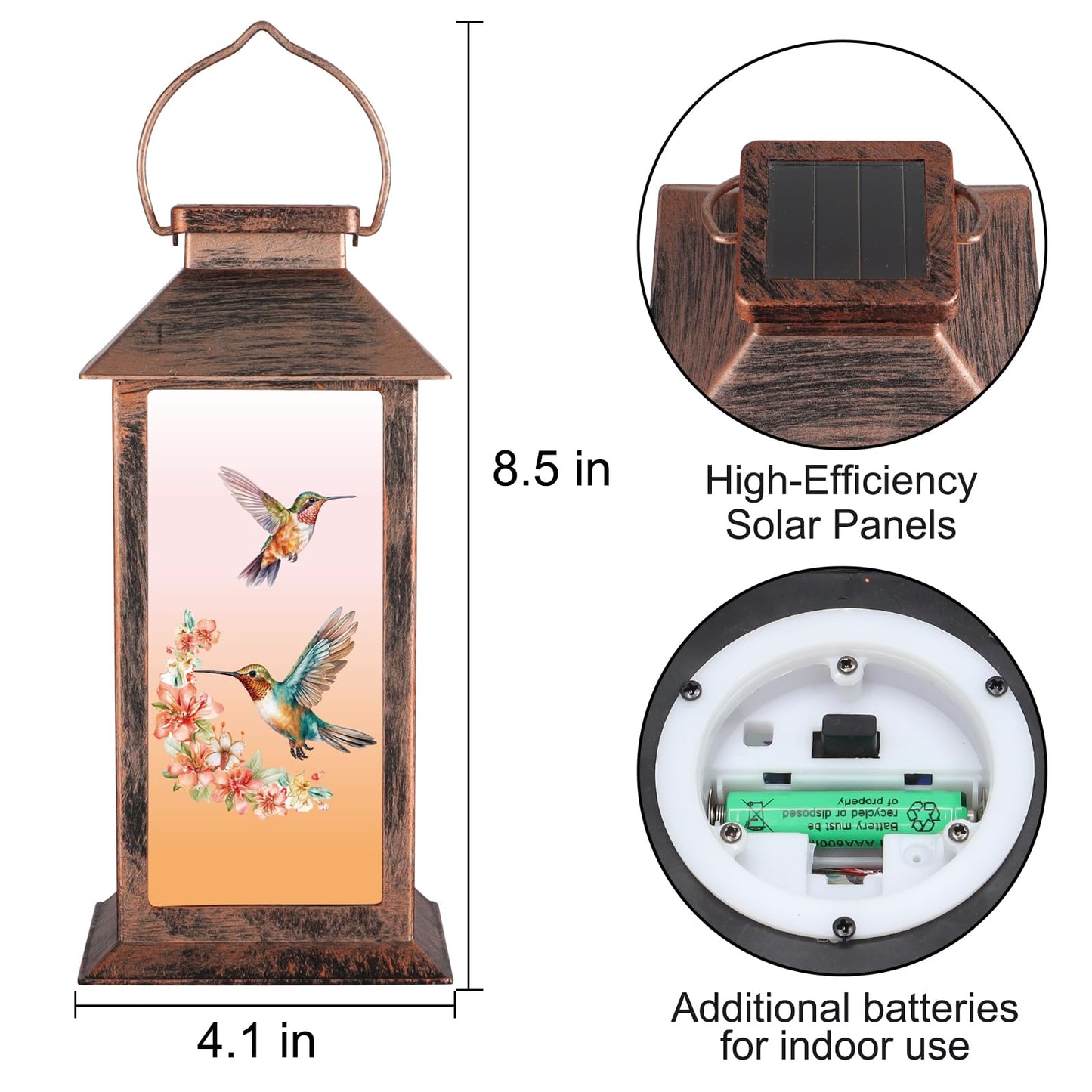Solar Lantern Outdoor Waterproof Hummingbird Garden Decor Birthday Gifts for Women Mom and Grandma Solar LED Plastic Decorative Hanging Light for Yard(Hummingbird )
