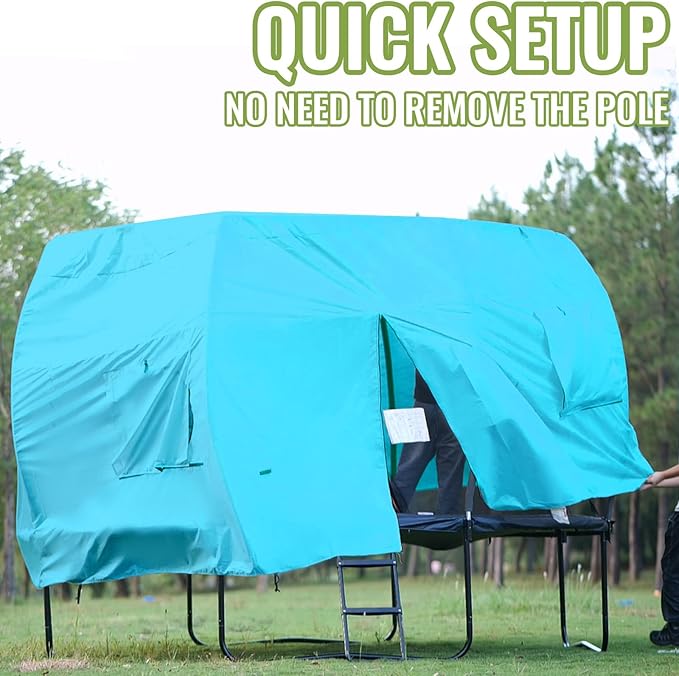 Gardenature 10FT/12FT/14FT Trampoline Tent(Tent Only), Fit Round Trampolines, Shade Cover with LED Light, Outdoor Trampolien Accessories, Anti-Tear