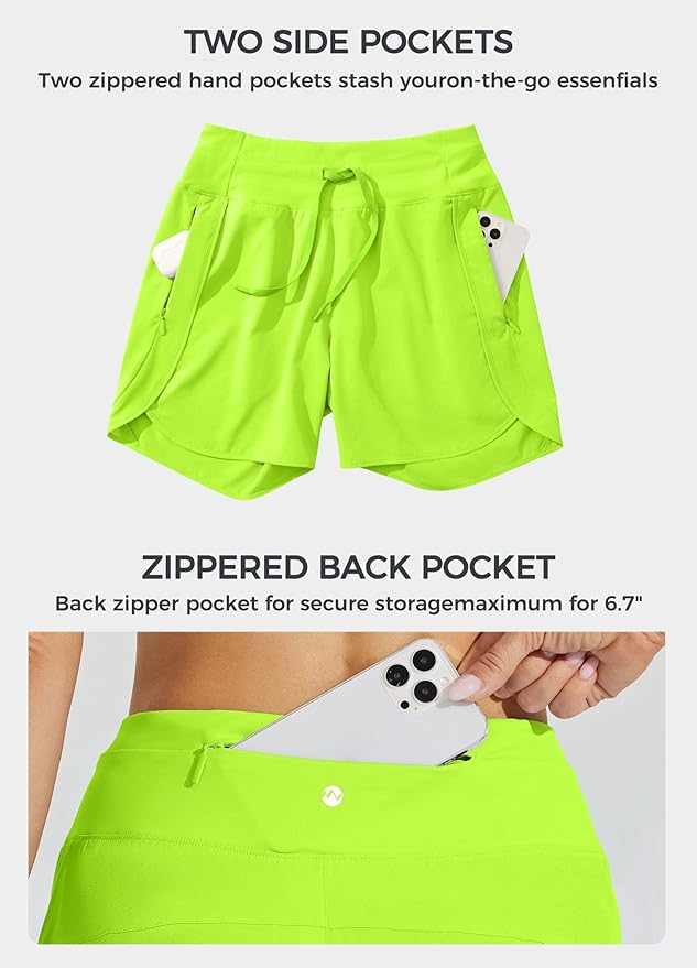 Willit Women's 7" Athletic Running Shorts Long Workout Hiking Shorts Quick Dry High Waisted Active Zipper Pocket(X-Large)