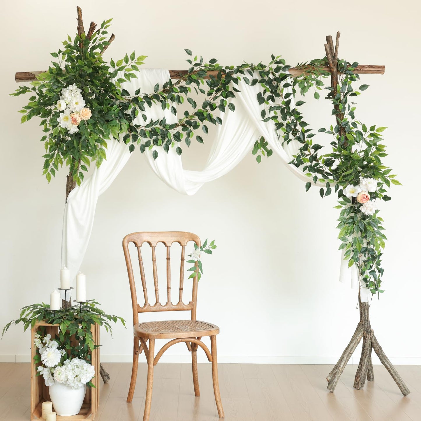 Mizii 2 Strands Artificial Vines Ficus Garland 78" Fake Vine with Silk Green Leaves Faux Hanging Plants Greenery Decorations for Bedroom Table Centerpieces Wall Party Wedding Room Decor (Ficus)