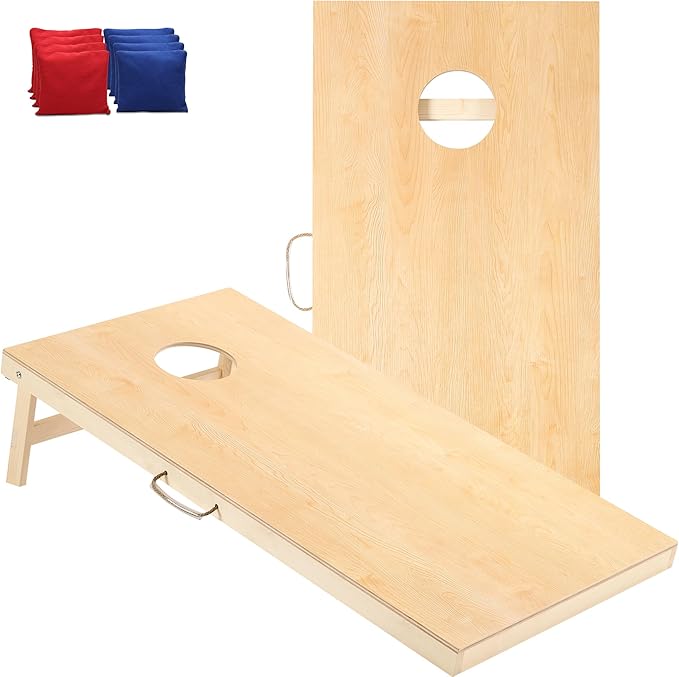 Cornhole Set 4'x2' Cornhole Board Sets with Bags Regulation Size, Corn Hole Games for Adults Outdoor Bean Bag Toss Game, Solid Wood