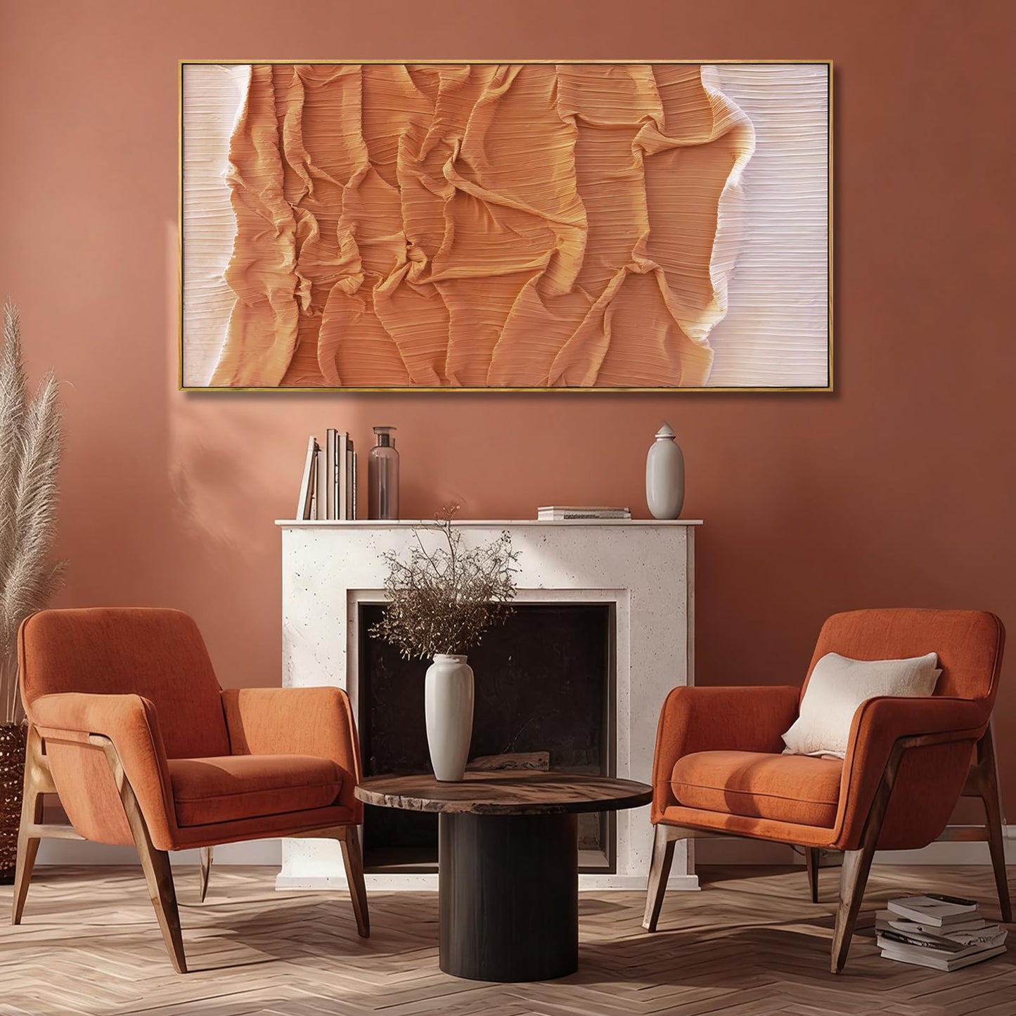 Hue7Art Modern Textured Abstract Canvas Wall Art in Warm Neutral Brown Minimalist Style Artwork for Living Room Bedroom Office Hallway Home Wall Decor 24x48 Inch