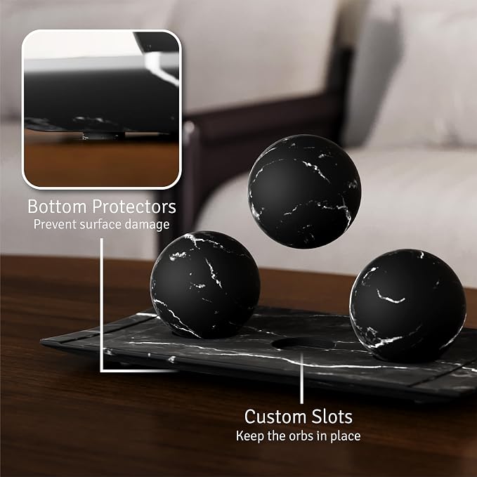 Creative Scents Black Marble Look Home Decor Bowl and Orb Set - Coffee Table Decor for Living Room - Centerpiece Table Decorations for Dining Table, Kitchen Counter, Foyer - Elegant House Decoration