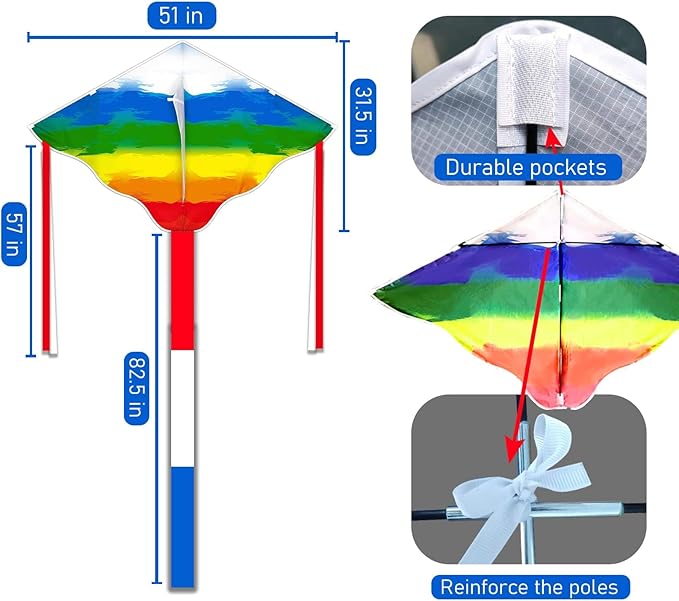 Simxkai Kite for Kids Adults,Easy to Fly,Best Delta Kite for Beginners Toddlers,Durable Kite c/w 300ft String