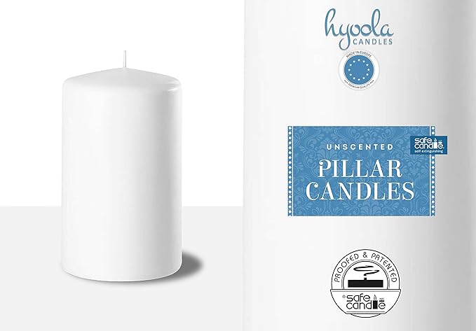 HYOOLA White Pillar Candles 2x3 Inch - 24 Pack Unscented Bulk Pillar Candles - European Made