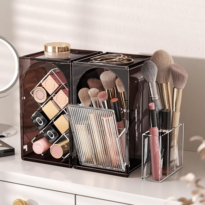 Modular Makeup Organizer, Clear Acrylic Cosmetic Storage Box with Drawer, Vanity Countertop Organizer for Makeup, Skincare and Beauty Accessories – Multiple Styles