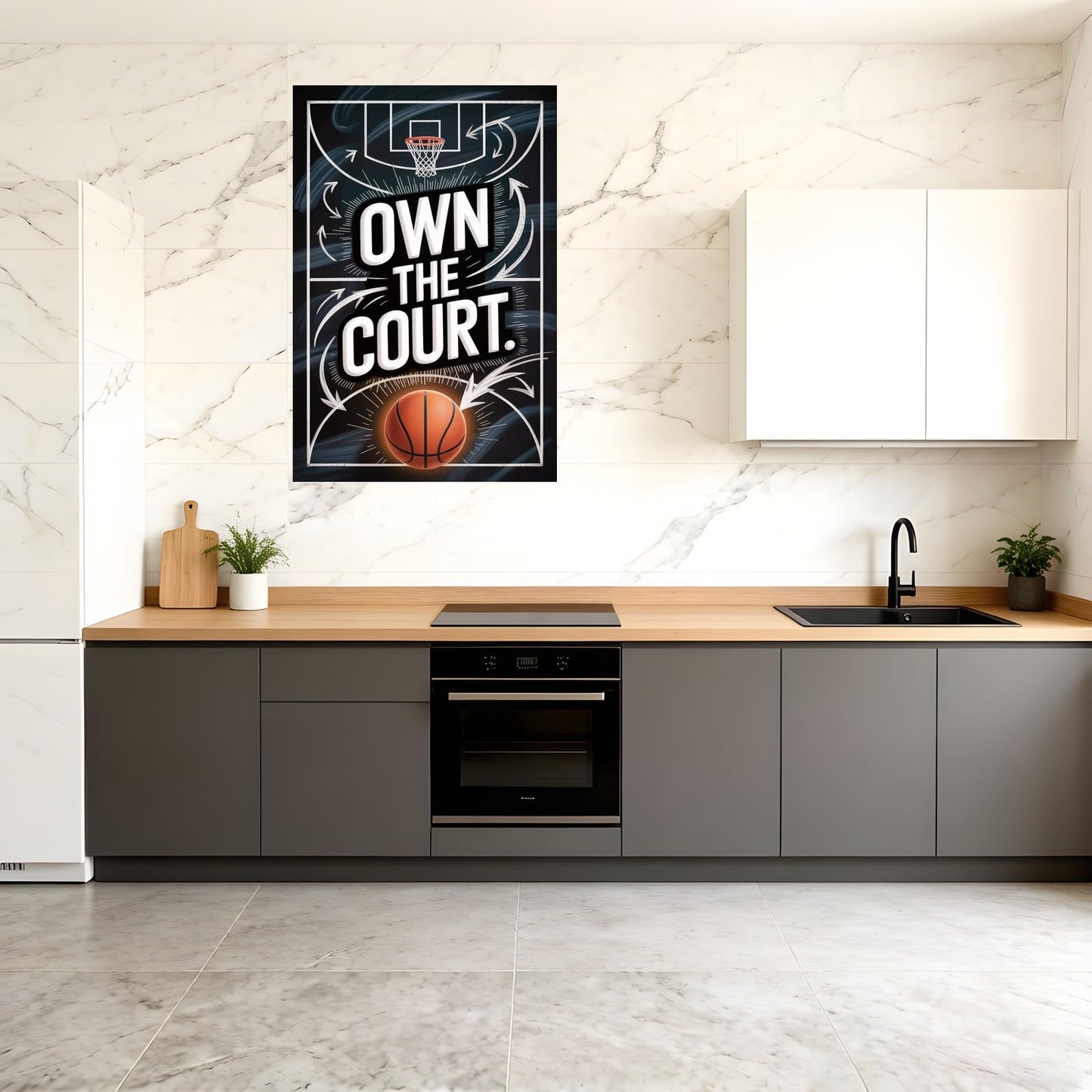 Own The Court Basketball Motivation Poster Inspirational Wall Art For Athletes Training And Game Day Focus Printing Posters Unframe-style 08x12inch(20x30cm)
