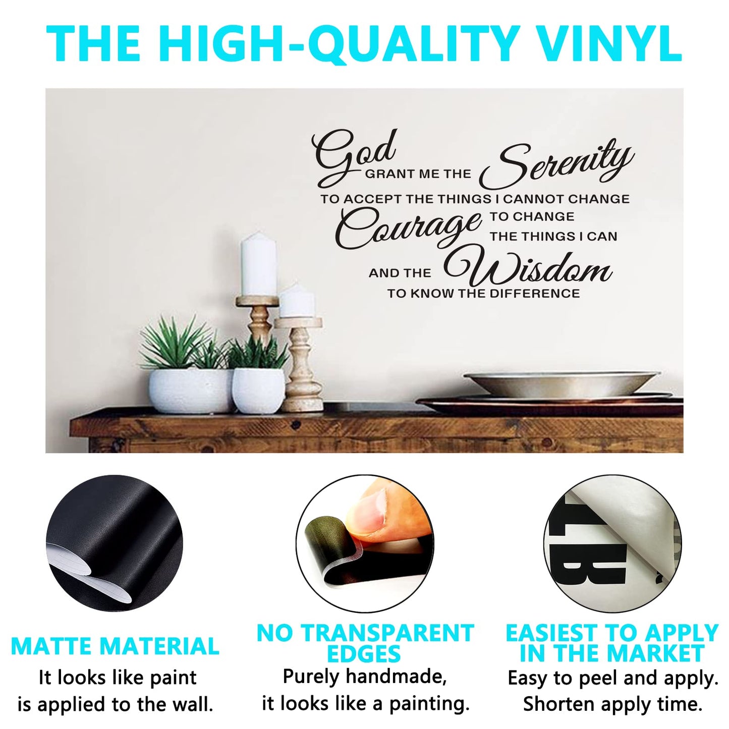 AnFigure Prayer Wall Decor, Inspirational Wall Decals for Living Room Quotes Bathroom Family Christian Bible Verse Faith Biblical Jesus Home Art Decor Vinyl Stickers God Grant Serenity Prayer 21"x11"