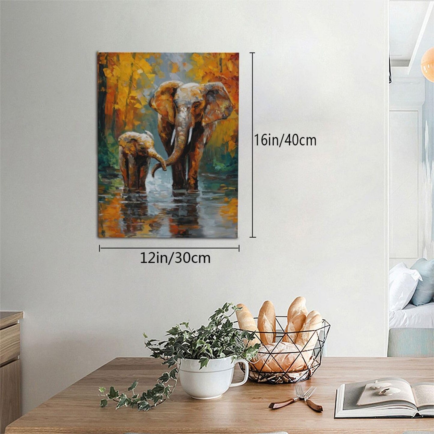Elephant Wall Art Forest Canvas Wall Decor Pictures Paintings Prints Artwork Framed Decorations For Bathroom Bedroom Living Room Office Gifts 12" x 16"