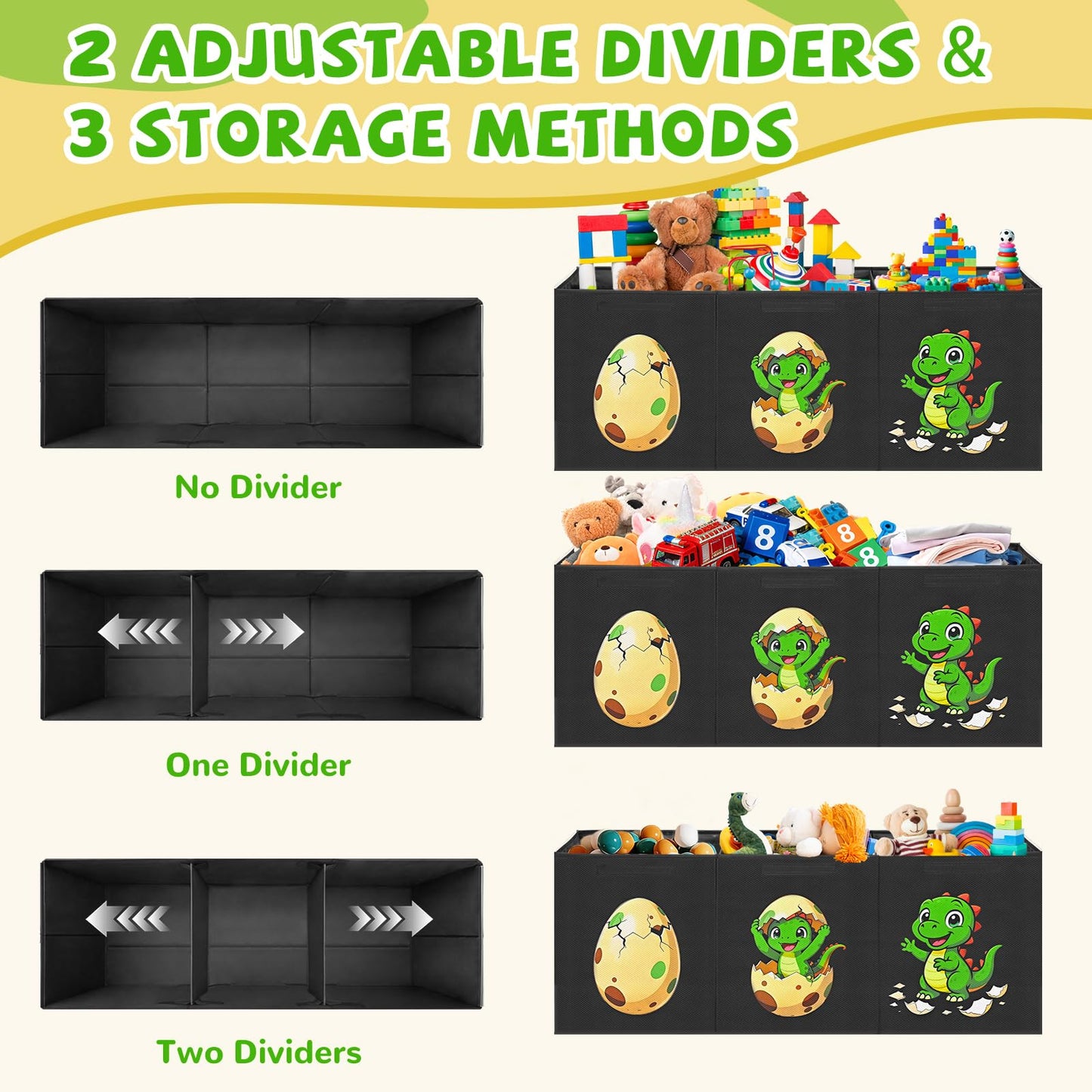 Livole 145L Toy Box, Collapsible Kids Toy Chest Bins with Lids Sturdy Large Toy Storage Organizer Boxes Baskets for Boys Nursery Room Playroom Closet, 40"X16"X14", Black
