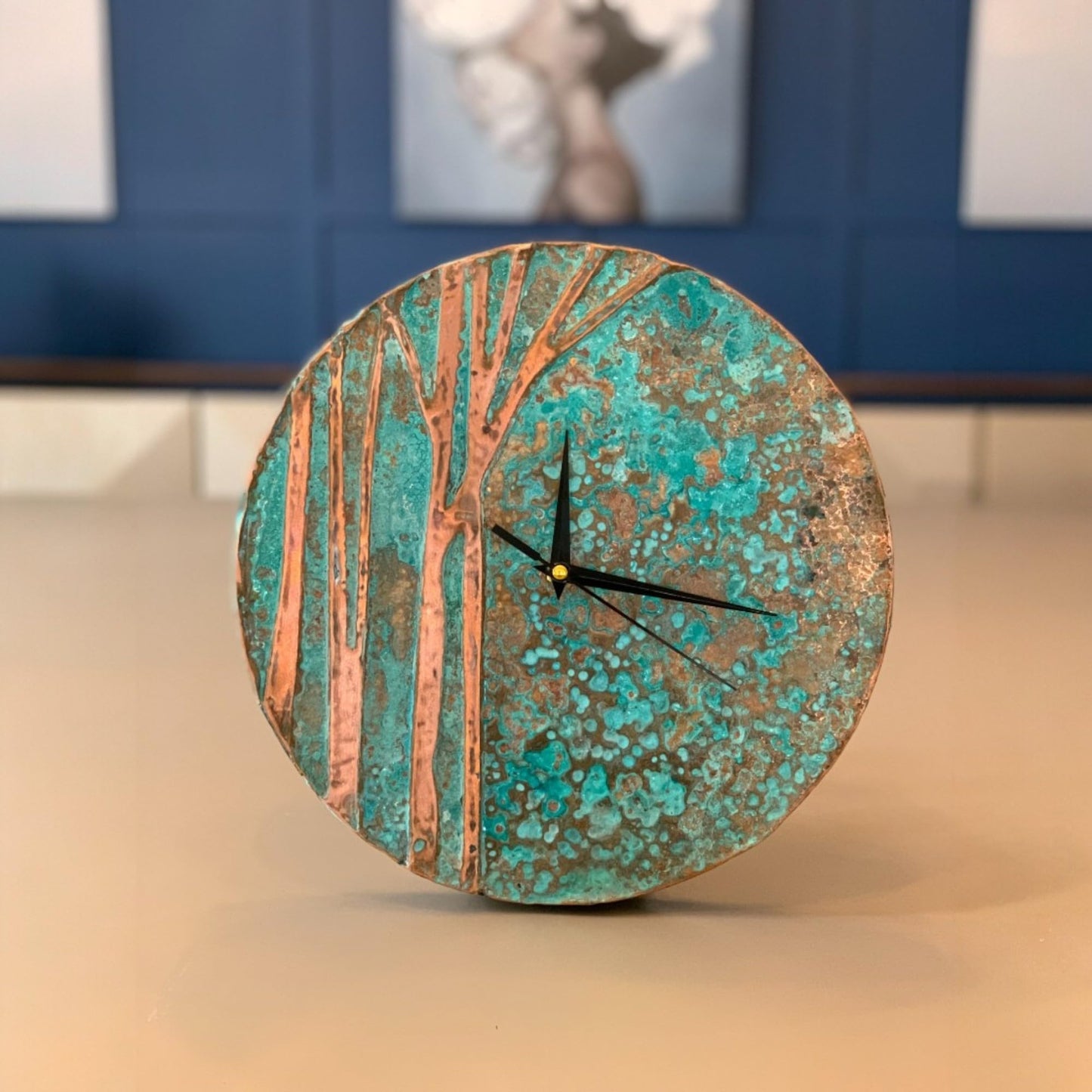 nooc art Handmade Copper Wall Clock Artisan Touch in Every Piece - Tree of Time Wall Decor Copper Clock for Living Room, Office, Kitchen & Bedroom (11 Inch)