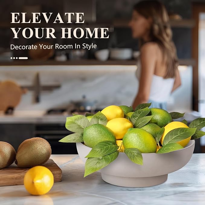 YMXYJM Large Decorative Concrete Bowl, Modern Handicraft Bowls for Home Decor, Decorative Fruit Bowl for Kitchen Counter, Stylish Key Bowl for Entry Table, Gray